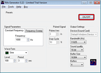 Click to view Rife Generator 3.4 screenshot